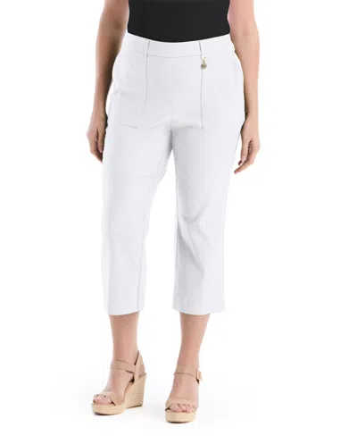 Rafaella Plus Size Porkchop Pocket Kick Flare Pants In White