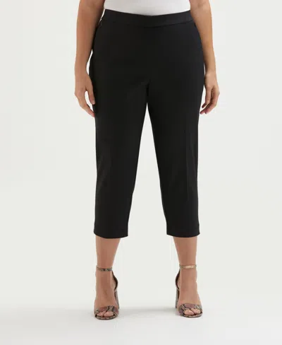 Rafaella Plus Size Satin Mid Rise Twill Capri Pants With Slant Pocket