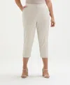 Rafaella Plus Size Satin Mid Rise Twill Capri Pants With Slant Pocket