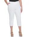 Rafaella Plus Size Satin Mid Rise Twill Capri Pants With Slant Pocket
