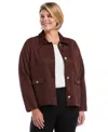 Rafaella Plus Size Scuba-suede Patch-pocket Work Jacket In Black