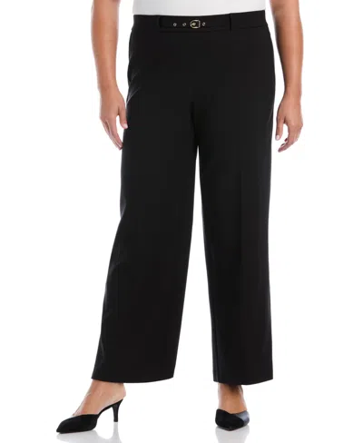 Rafaella Plus Size Wide-leg Pull-on Mid-rise Pants In Black
