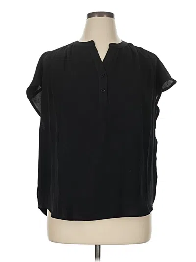 Pre-owned Rafaella Short Sleeve Blouse In Black