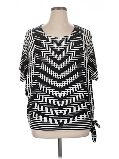 Pre-owned Rafaella Short Sleeve Blouse In Black