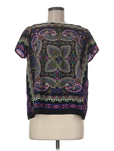 Pre-owned Rafaella Short Sleeve Blouse In Black