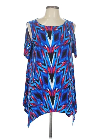 Pre-owned Rafaella Short Sleeve Blouse In Blue