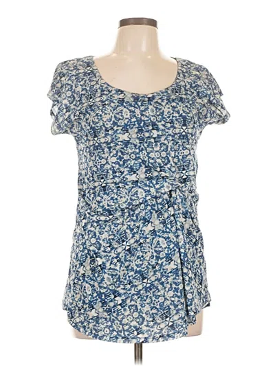 Pre-owned Rafaella Short Sleeve Blouse In Blue
