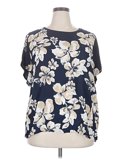 Pre-owned Rafaella Short Sleeve Blouse In Blue
