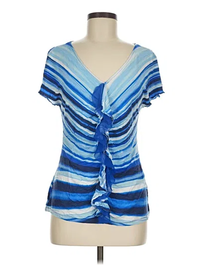 Pre-owned Rafaella Short Sleeve Blouse In Blue