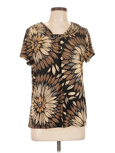 Pre-owned Rafaella Short Sleeve Blouse In Brown