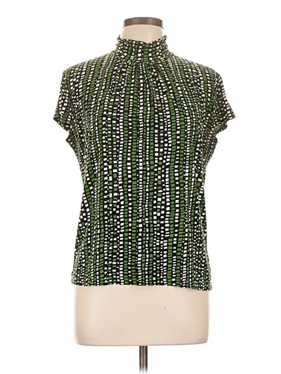 Pre-owned Rafaella Short Sleeve Blouse In Green