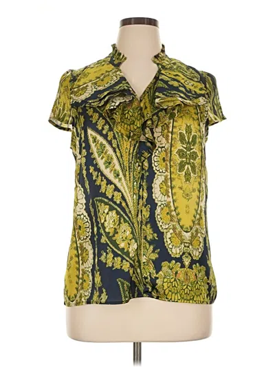 Pre-owned Rafaella Short Sleeve Blouse In Green