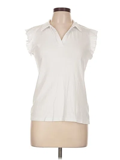 Pre-owned Rafaella Short Sleeve Blouse In Ivory