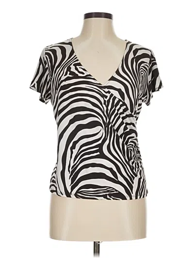 Pre-owned Rafaella Short Sleeve Blouse In Ivory