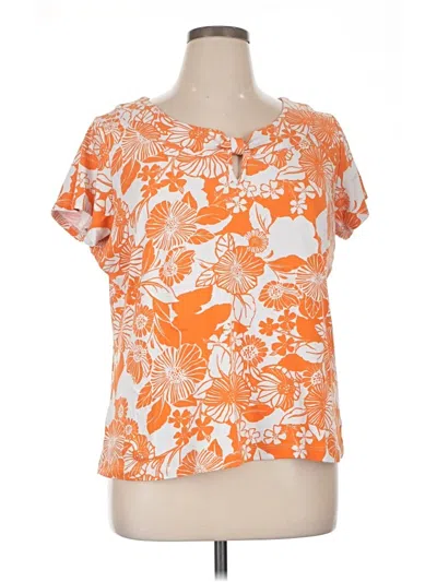 Pre-owned Rafaella Short Sleeve Blouse In Orange