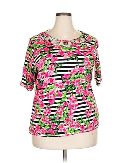 Pre-owned Rafaella Short Sleeve Blouse In Pink