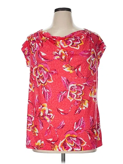 Pre-owned Rafaella Short Sleeve Blouse In Pink