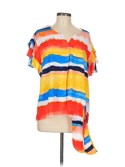 Pre-owned Rafaella Short Sleeve Blouse In Yellow