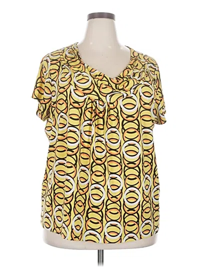Pre-owned Rafaella Short Sleeve Blouse In Yellow