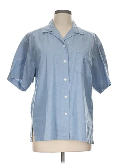 Pre-owned Rafaella Short Sleeve Button Down Shirt In Blue