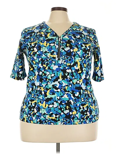 Rafaella Short Sleeve Henley Shirt In Multi