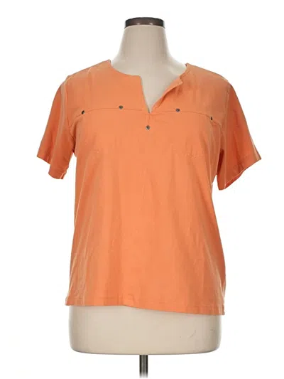 Pre-owned Rafaella Short Sleeve Henley Shirt In Orange