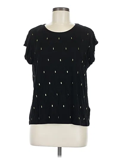 Pre-owned Rafaella Short Sleeve Top Black Crew Neck Tops
