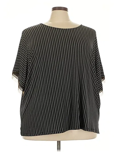Pre-owned Rafaella Short Sleeve Top Black Square Neckline Tops