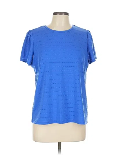 Pre-owned Rafaella Short Sleeve Top Blue Crew Neck Tops