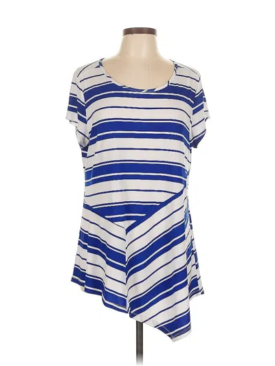 Pre-owned Rafaella Short Sleeve Top Blue Scoop Neck Tops