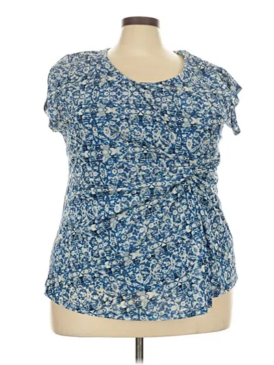 Pre-owned Rafaella Short Sleeve Top Blue Sweetheart Neckline Tops