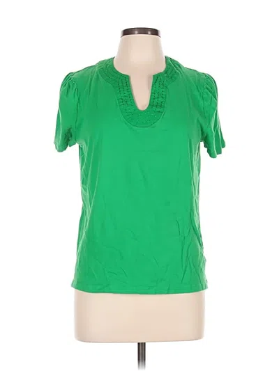 Pre-owned Rafaella Short Sleeve Top Green Keyhole Neckline Tops