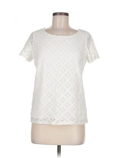 Pre-owned Rafaella Short Sleeve Top Ivory Crew Neck Tops In White