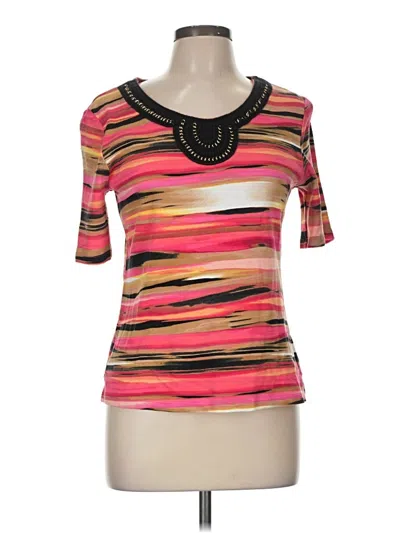Pre-owned Rafaella Short Sleeve Top Orange Scoop Neck Tops