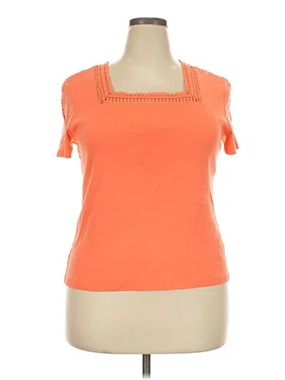 Pre-owned Rafaella Short Sleeve Top Orange Scoop Neck Tops