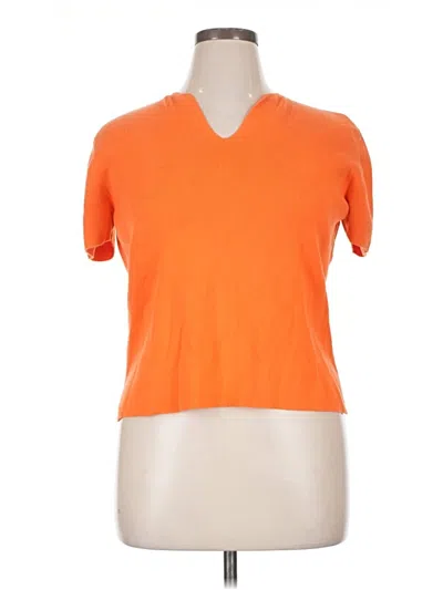 Pre-owned Rafaella Short Sleeve Top Orange V-neck Tops