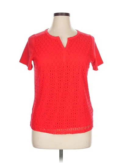 Pre-owned Rafaella Short Sleeve Top Red V Neck Tops