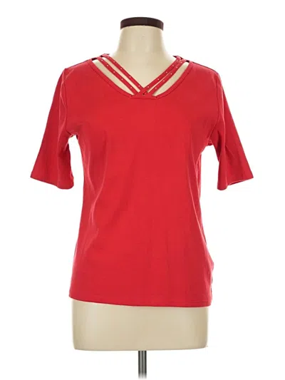 Pre-owned Rafaella Short Sleeve Top Red V-neck Tops