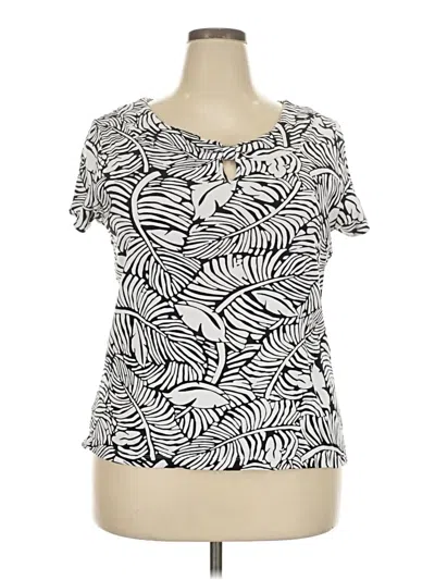 Pre-owned Rafaella Short Sleeve Top Silver Keyhole Neckline Tops