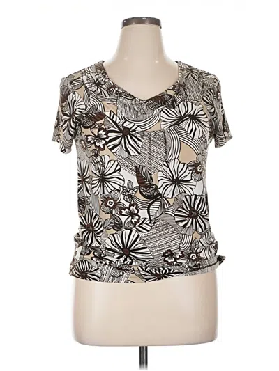 Pre-owned Rafaella Short Sleeve Top Silver Scoop Neck Tops