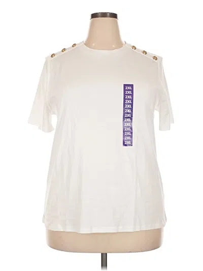 Rafaella Short Sleeve Top White Crew Neck Tops In Neutral