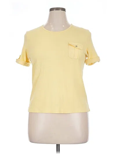 Pre-owned Rafaella Short Sleeve Top Yellow Crew Neck Tops