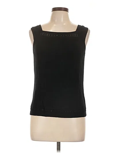 Pre-owned Rafaella Sleeveless Top Black Scoop Neck Tops