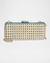Rafe Alessandra Cutout Raffia Long Clutch Bag In Blue