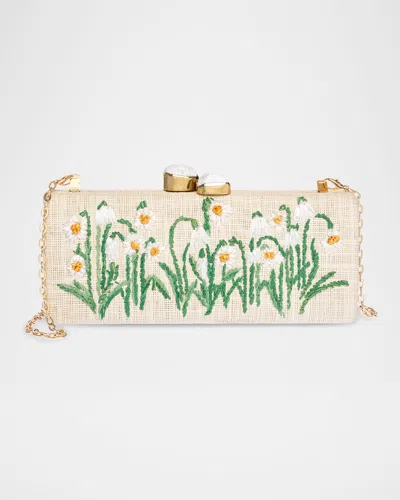Rafe Alessandra Flower Long Clutch Bag In Natural
