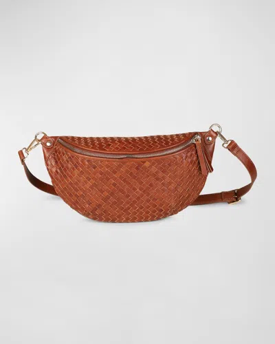 Rafe Alex Woven Leather Sling Shoulder Bag In Cognac