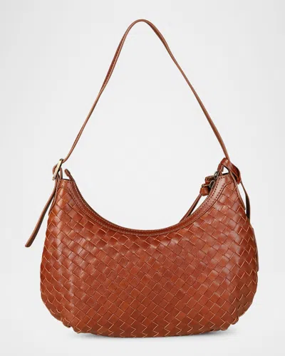 Rafe Alva Zip Woven Leather Hobo Bag In Cognac