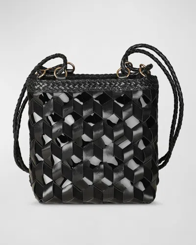 Rafe Annick Woven Leather Bucket Crossbody Bag In Black