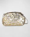 Rafe Aya Frame Metallic Leather Clutch Bag In Gold/silver