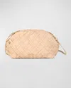 Rafe Aya Frame Woven Leather Clutch Bag In Buff